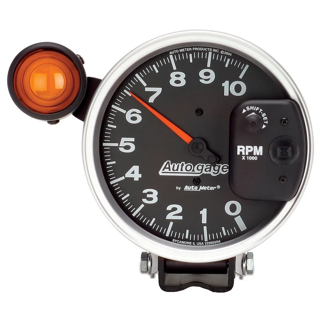 233904 – AUTO METER Tachometer, Aftermarket 5 Inch Full Sweep Analog 0-10000 RPM With Peak Memory and External Shift ...